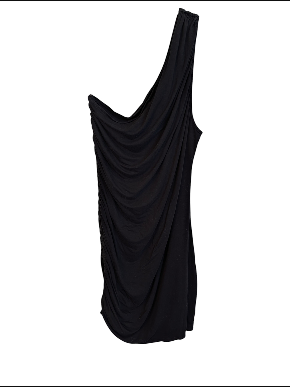 One-Shoulder Black Draped Women’s Dress